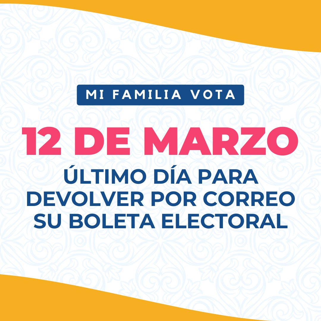 AZ📍: Today, March 12, is the last day to mail back your ballot for the Presidential Preference Elections! Don't miss out on this opportunity to let your voice be heard. #Election2024 #YourVoteMatters #MiFamiliaVotaAZ