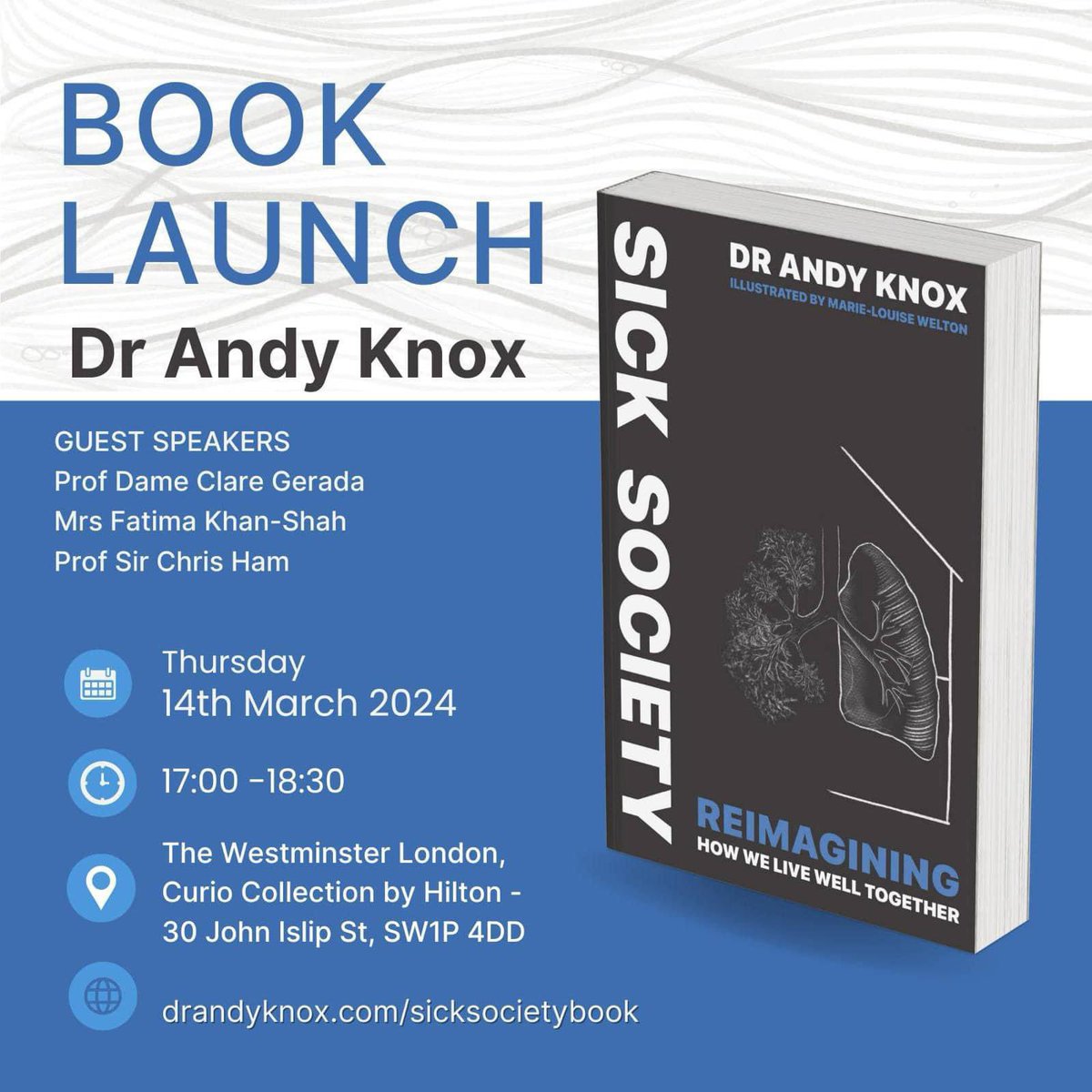 If you’re in or around London and would like to come to the launch of @drandyknox book #sicksociety on Thursday 14th March, there are a few tickets left . Here is the link to book your free ticket! buytickets.at/sicksocietyboo…