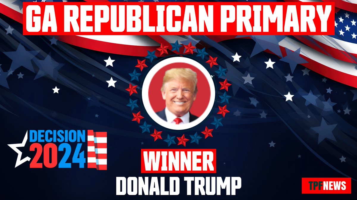 Decision Desk HQ projects Donald J. Trump wins the Georgia Republican Presidential Primary. #DecisionMade: 7:00pm ET Follow results here: results.decisiondeskhq.com/2024/Primaries…