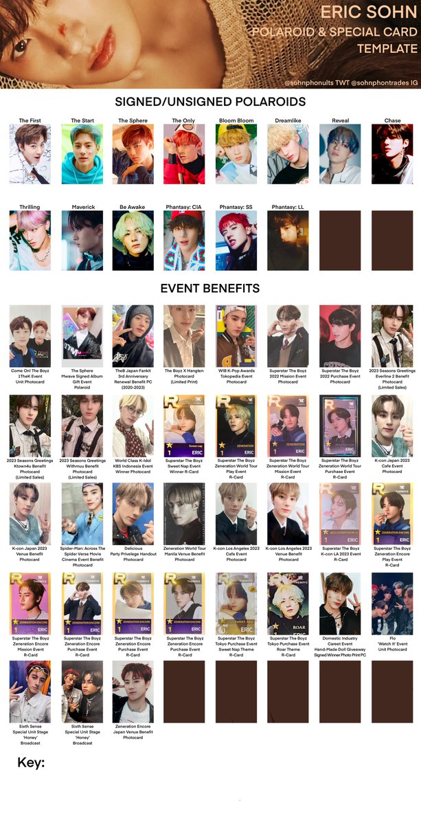 The Boyz Eric photocard templates 더보이즈 에릭 - 포토카드 리스트