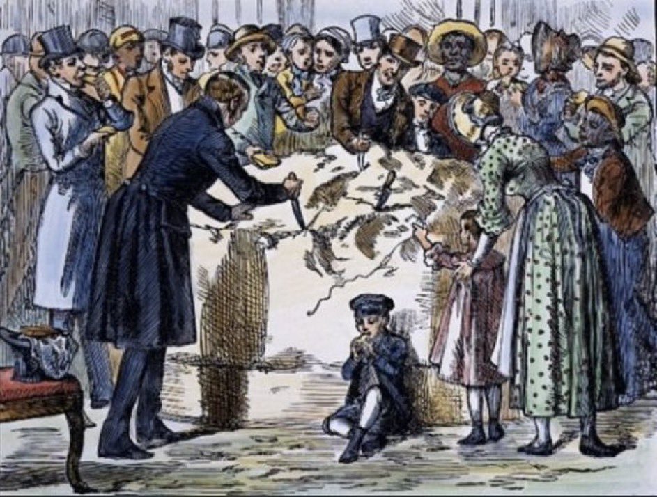 timecaptales's tweet photo. In 1837, President Andrew Jackson invited the general public into the White House. The occasion? Jackson had a 1,400 pound block of Cheese sitting in the Entrance Hall of the White House that all were invited to eat.

The Cheese was gifted to Jackson in 1835 by one Thomas Meacham, being produced by dairy farmers in Oswego County, New York. It circulated the Mid-Atlantic on a tour as it made its way to D.C. The great Cheese arrived at the White House by carriage with 24 horses pulling it. It resided in the White House for about a year until February of 1837, at his final party as President, Jackson invited all to eat their fill of the Cheese.

"For hours did a crowd of men, women and boys hack at the cheese, many taking large hunks of it away with them. When they commenced, the cheese weighed one thousand four hundred pounds, and only a small piece was saved for the President's use. The air was redolent with cheese, the carpet was slippery with cheese, and nothing else was talked about at Washington that day. Even the scandal about the wife of the President's Secretary of War was forgotten in the tumultuous jubilation of that great occasion." - Perley's Reminiscences of Sixty Years in the National Metropolis, 1886, Benjamin Perley Poore