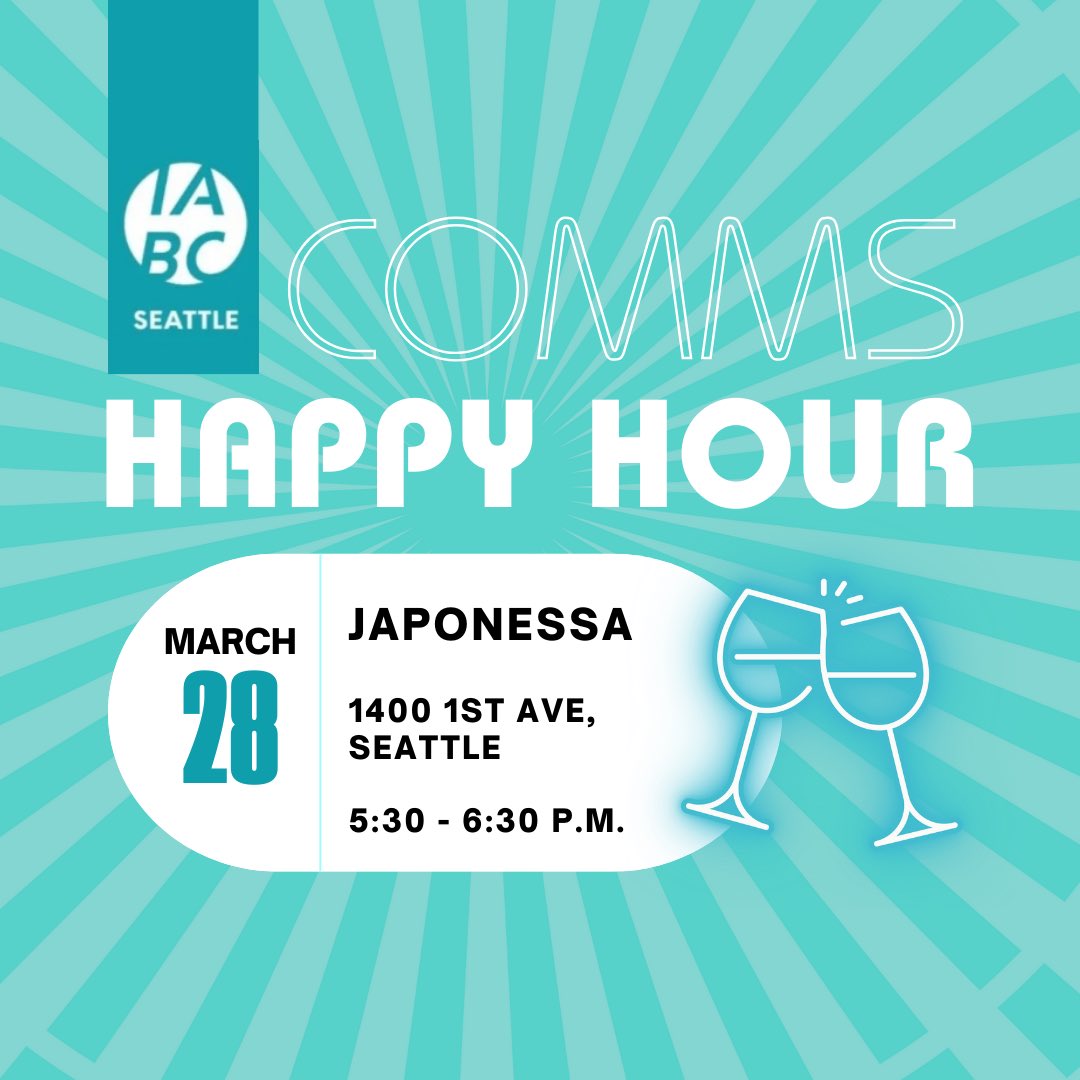 We're excited to create a moment for our chapter to pause, reflect, and celebrate the end of a busy quarter for comms pros.

Mark your calendars and RSVP to save your spot: lnkd.in/gnCgv7Kq

First round of drinks and appetizers is on IABC Seattle!