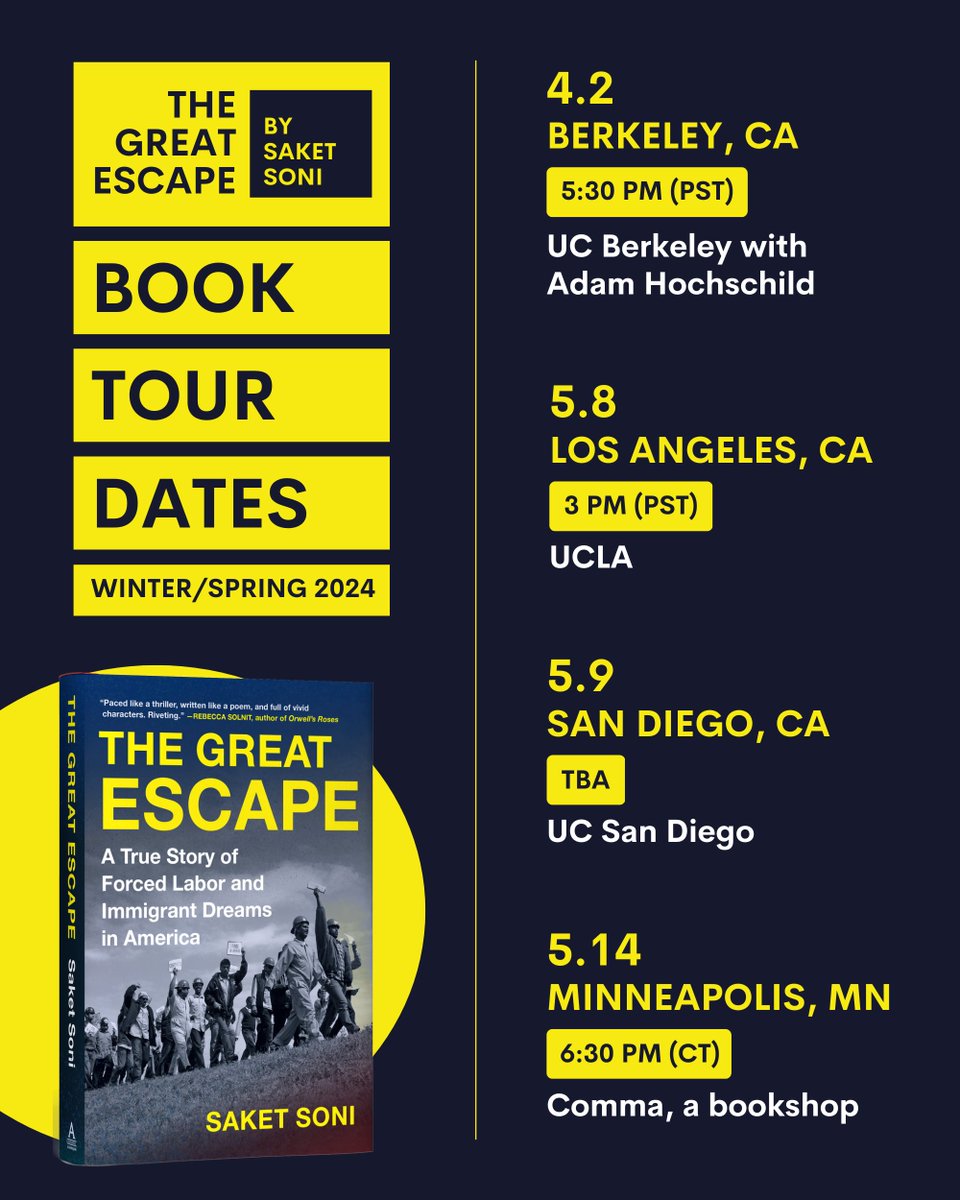 I’ll be visiting 4 more cities for #TheGreatEscape Paperback Book Tour this spring! If you don’t see your city on the list, stay tuned for more event announcements through the second half of the year. @AlgonquinBooks
