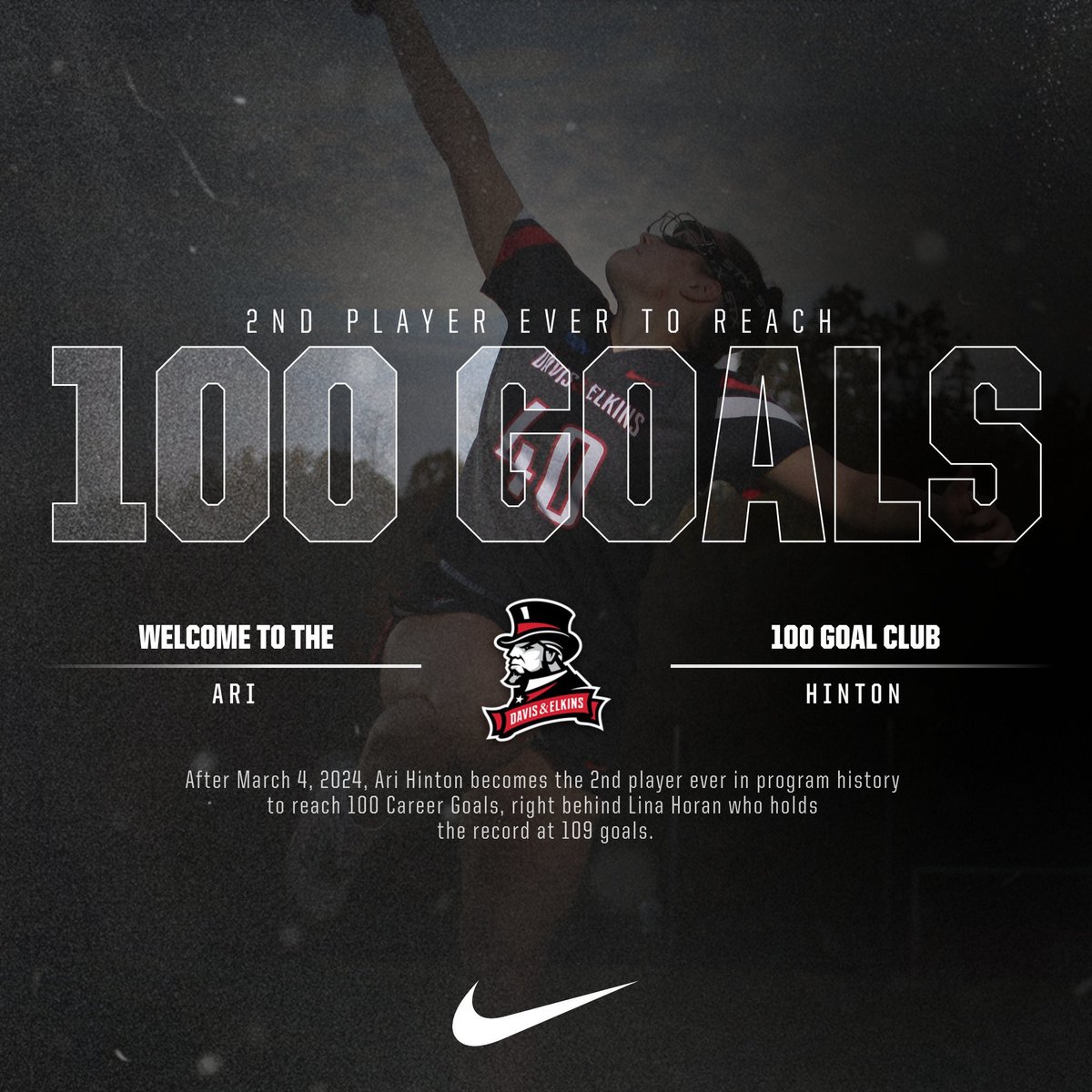 senatorwlax's tweet photo. Congratulations to Ari Hinton as she becomes only the 2nd player in program history to reach 100 goals in her career. #DEwlax #milestone #playD2 #recordbreaker @SenatorNation https://t.co/FTt4BrXk4e