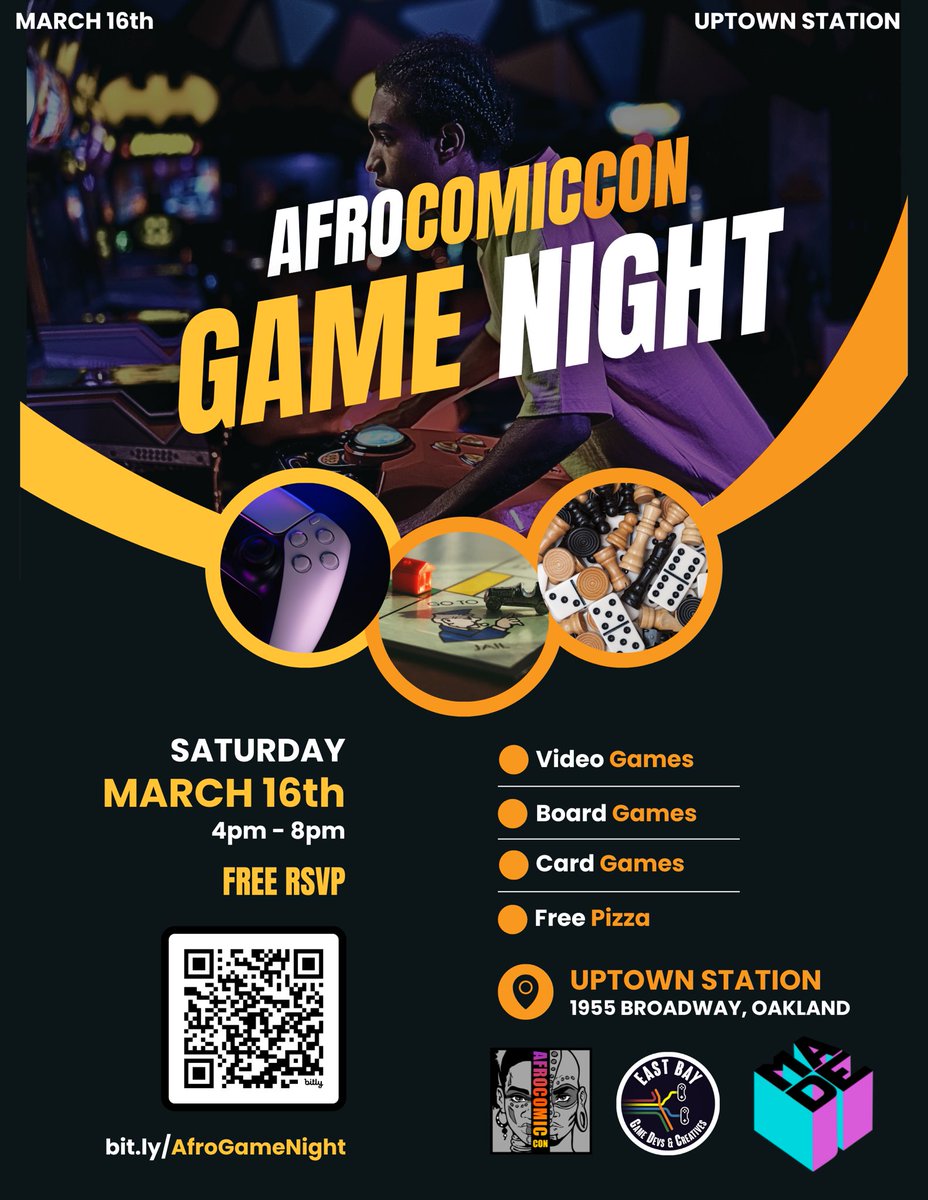 Jedd 🪴 (@jeddjedd) on Twitter photo Proud to share that our pre-GDC showcase this Saturday is in partnership with <a href="/afrocomiccon/">AfroComicCon</a>!
Come hang out, have a slice of pizza, meet local creatives, network with game developers and try out their games.
Thanks <a href="/JabariCreates/">Jabari Creates</a> for hosting!
RSVP: meetup.com/eastbaygamedev… Proud to share that our pre-GDC showcase this Saturday is in partnership with <a href="/afrocomiccon/">AfroComicCon</a>!
Come hang out, have a slice of pizza, meet local creatives, network with game developers and try out their games.
Thanks <a href="/JabariCreates/">Jabari Creates</a> for hosting!
RSVP: meetup.com/eastbaygamedev…