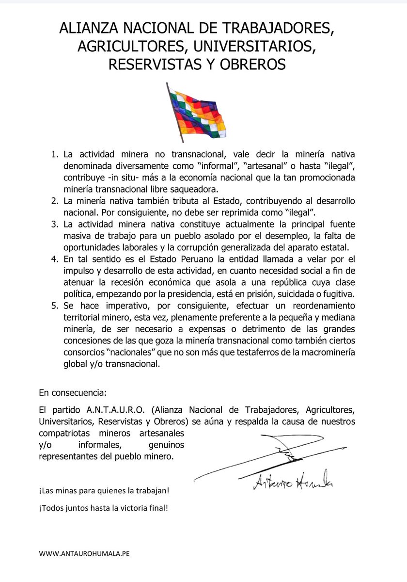 A nuestros compatriotas mineros artesanales y/o informales, genuinos representantes del pueblo minero. #Minería #minero #Peru #inflacion