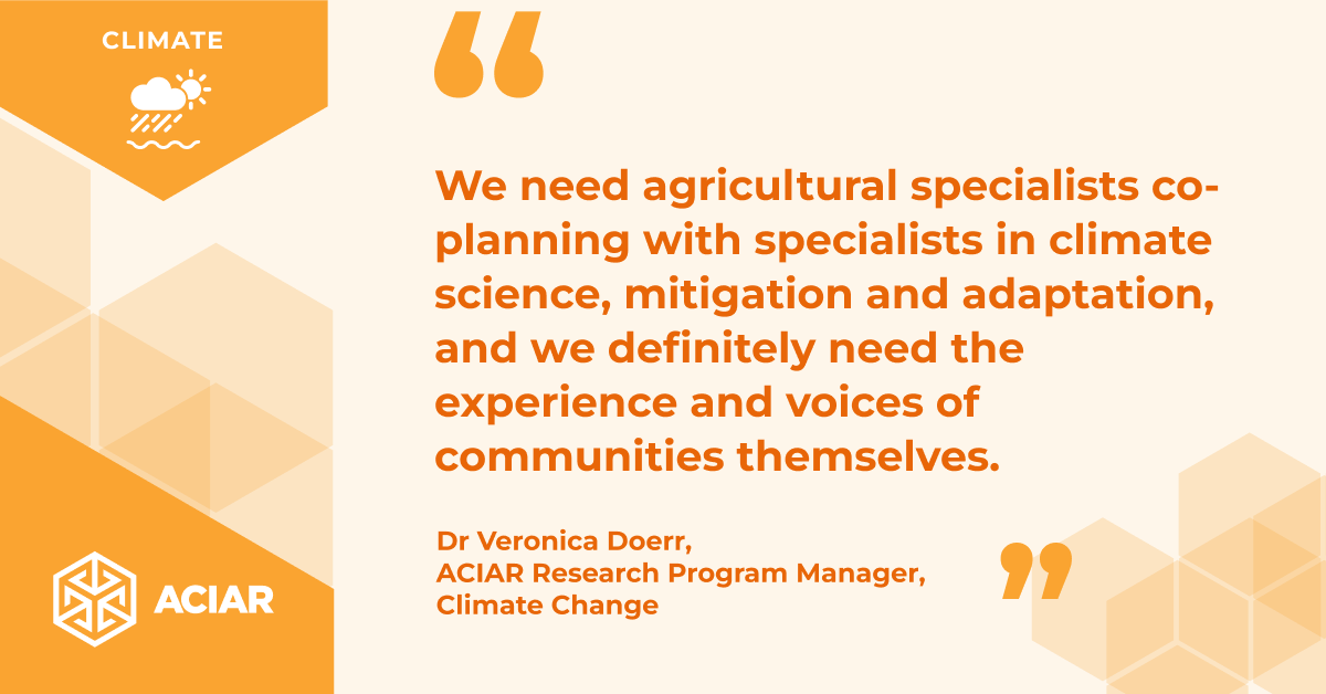 Dr Veronica Doerr, #ACIAR RPM Climate Change, highlights the issue of #maladaptation and how collaboration between specialists and communities is important in responding to #climatechange to avoid unintended consequences. Read morehttps://bit.ly/3ThK5iy