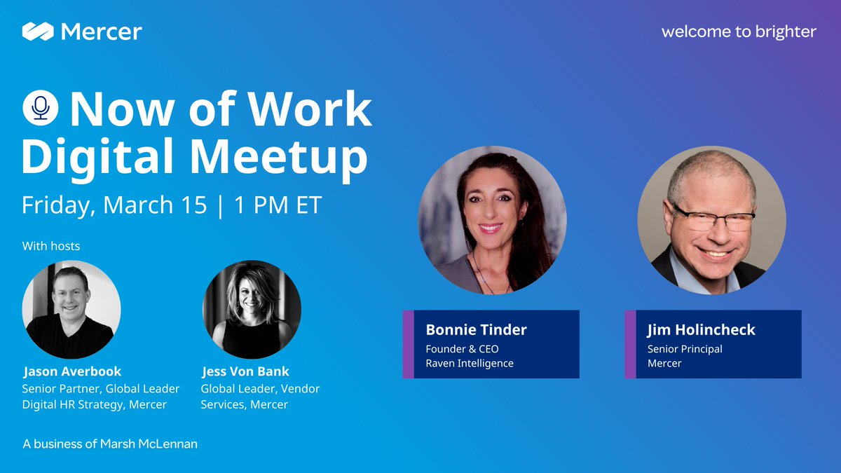 jimholincheck's tweet photo. Looking forward to the meetup this Friday with @bonnietinder where we discuss the latest findings and research from Raven Intelligence about deploying HR technology.  @jessvonbank @jasonaverbook @mercer #nowofwork #HRTech https://t.co/l6e5tUhnZo