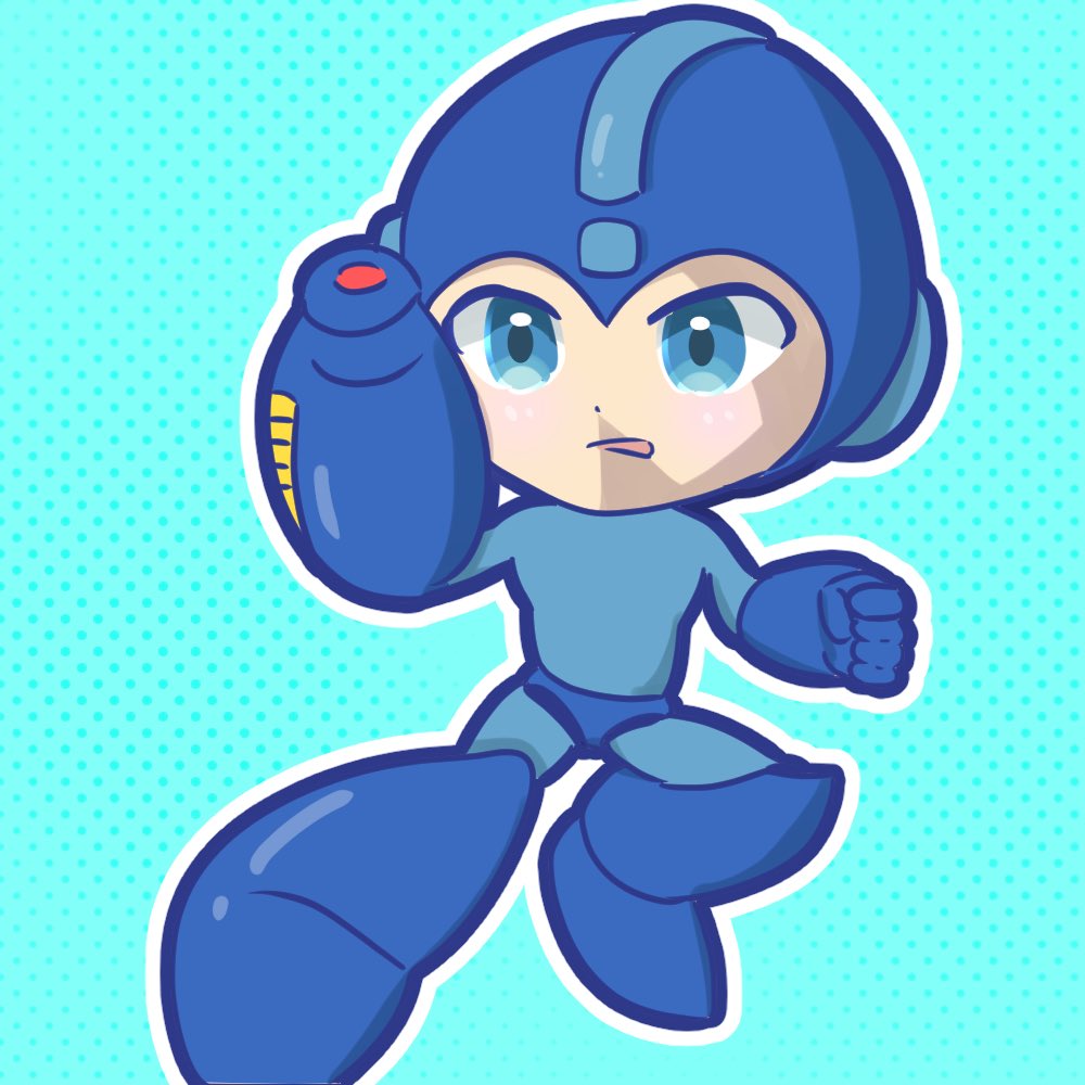 mega man (character) arm cannon solo 1boy male focus weapon blue eyes helmet  illustration images