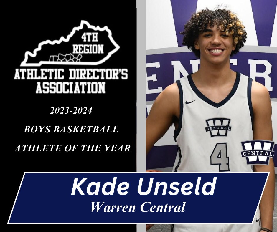 4th Region Athletic Directors Association (@4thregionads) on Twitter photo On the night of the 4th Region Boys Basketball Championship, we would like to recognize our 2023-24 Boys Basketball Athlete of the Year, Kade Unseld! Congratulations Kade on a great season. We look forward to recognizing Kade at the conclusion of the game tonight.<a href="/WCAthleticDept/">Warren Central Athletics</a> On the night of the 4th Region Boys Basketball Championship, we would like to recognize our 2023-24 Boys Basketball Athlete of the Year, Kade Unseld! Congratulations Kade on a great season. We look forward to recognizing Kade at the conclusion of the game tonight.<a href="/WCAthleticDept/">Warren Central Athletics</a>