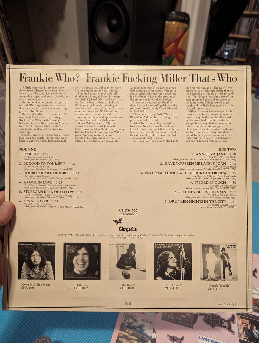 This has got to be one of the best titles for a greatest hits album. Frankie Who? The great Frankie Miller. Not sure how he wasn't bigger internationally. So many good songs by this amazing Scottish vocalist and songwriter. #ScottishSoul #Vinyl #ArtistsYouNeedToHear #GreatestHits