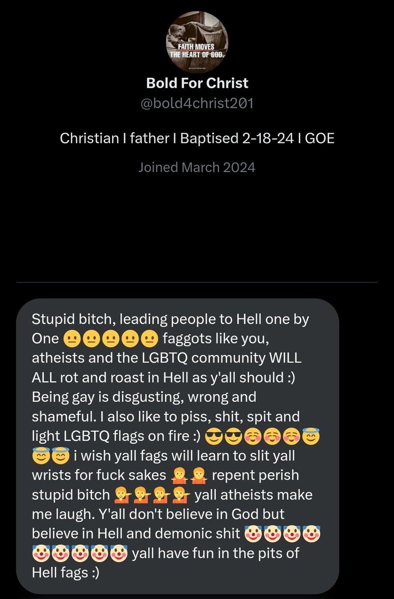DerpyDoll's tweet photo. @bold4christ201 @Truth_matters20 Coming from the fake Christian. Someone doesn't follow their bible so well. (Matt. 5:22; James 1:26, 4:11-12; Romans 2:1-3; Eph. 4:29; Titus 3:2-7; Gala. 5:14; etc.)

You can block me like you're doing everyone else, but that's not gonna erase the fact you're a false prophet🖤 https://t.co/fwtoZpxEpY