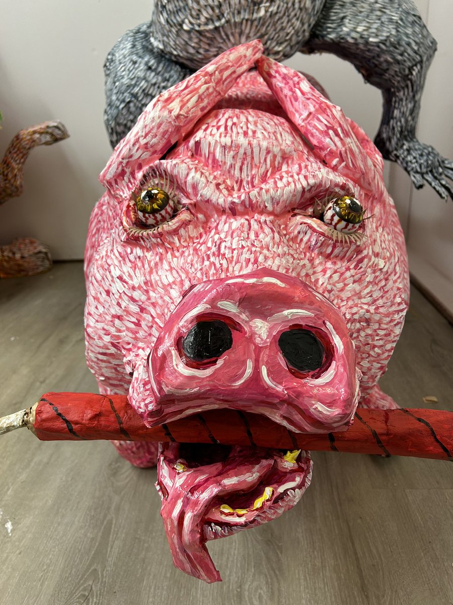 Papier-mache sculptures for “The Last Pit Stop” opening 3/23 Transmission Gallery Oakland CA