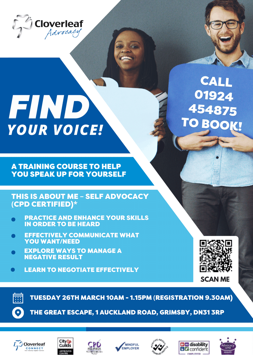 Are you struggling to find your voice to express yourself and what you want to achieve? We understand that finding confidence can be a challenge. On the 26th of March, we'll be hosting a training session in Grimsby to help people to speak up and to be heard. #advocacy