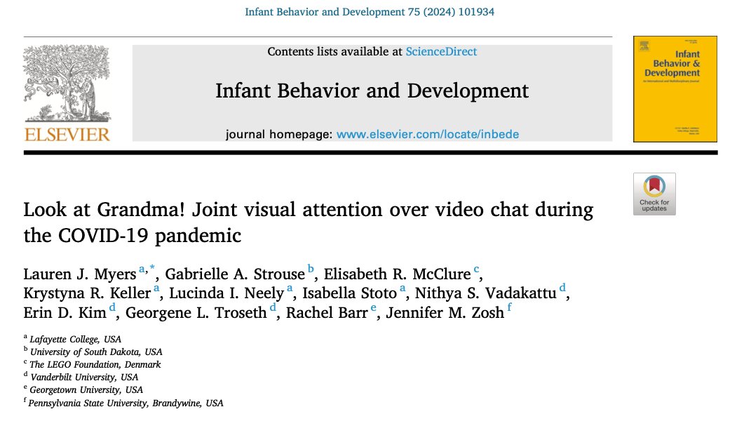 📣 New article alert! FREE access until May 1 ⬇️
authors.elsevier.com/a/1ilAVbDG4B7M6
with @GabStrouse @geotro <a href="/DrZosh/">Jennifer M Zosh</a> <a href="/ELPlearn/">Rachel Barr</a>

We report on our naturalistic observations of family video chat sessions over 3 time points during the COVID-19 pandemic. 🎉