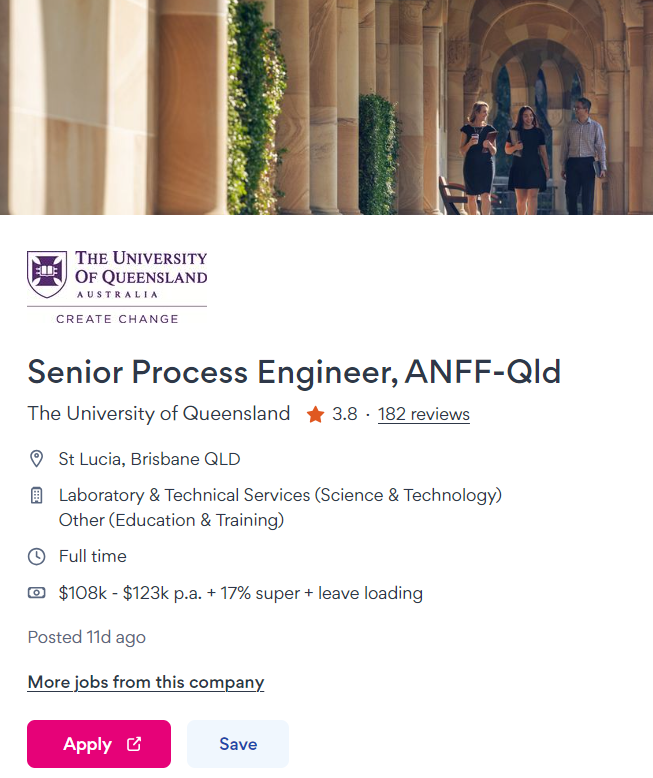 Great #jobopportunity at ANFF Queensland for a Senior Process Engineer to support device fabrication process in ANFF-Qld's cleanrooms.  
For more information or to apply visit bit.ly/43cbVA5