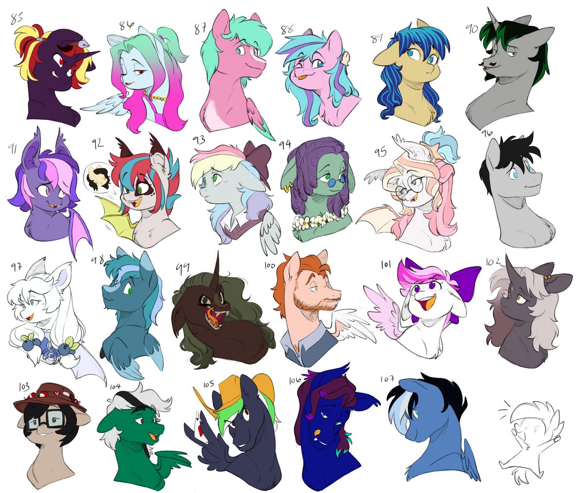 Finally finished!!! 107 pony oc's in total! I even made a timelapse! youtube.com/watch?v=KZ_mNe… Thank you all! Full view here: sta.sh/220x46k8okyv?e…