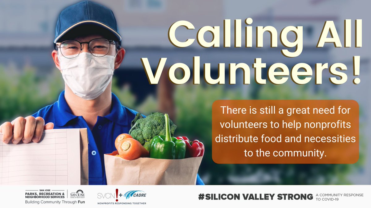 Want to help the community? Nonprofits need volunteers to help with nonprofit food distribution and other critical services. #SiliconValleyStrong Submit an application through SV Strong to be matched where there is a high need for support: siliconvalleystrong.org/volunteer/
