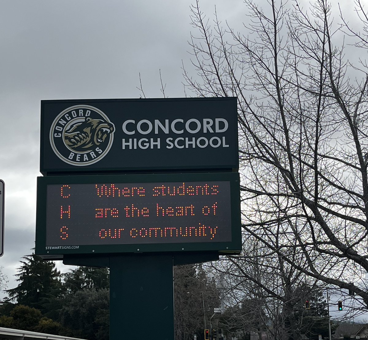 The new marquee @concord_high features the Bears mascot in @CA_Concord in #MDUSD!