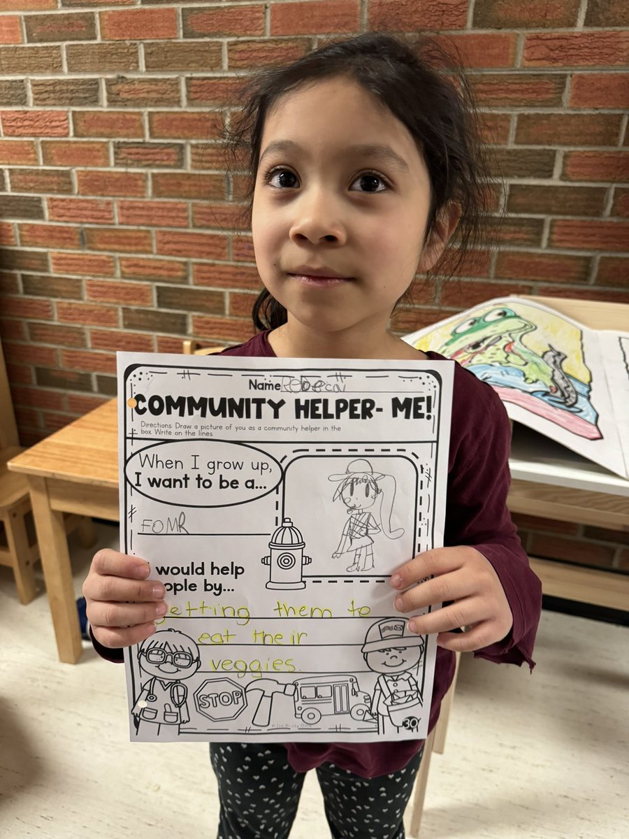 What do you want to be when you grow up? 
Kindergarten answered that question today as we wrapped up our community helpers unit. It looks like we got some future vets, farmers, and of course teachers 😉 coming your way! 
<a href="/DHSBains/">DHSBains</a>