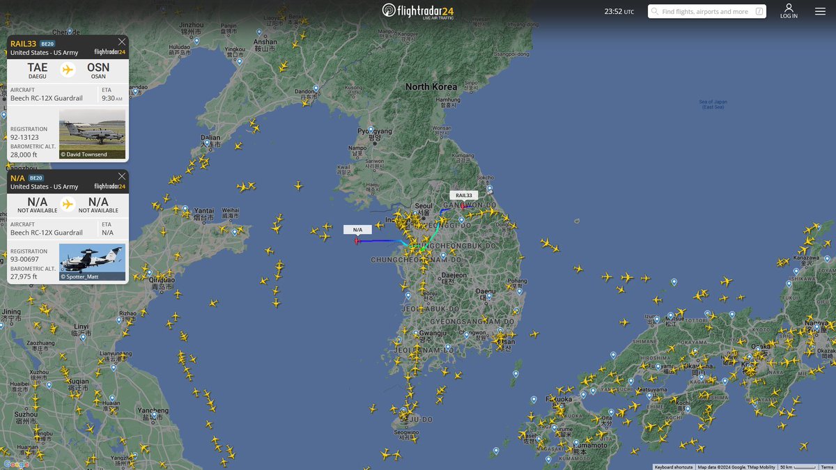 AIYeyENGDdJkjTr's tweet photo. Mar. 13, 2024
#Pyeongtaek Camp Humphreys Airfield #West Sea
#NoCALLSIGN #AE120A US Army RC-12X Guardrail
#MDL
#RAIL33 #AE10E1 US Army RC-12X Guardrail
#East coast
#NoCALLSIGN #AE10DE US Army RC-12X Guardrail https://t.co/kRp2Ii7bCU