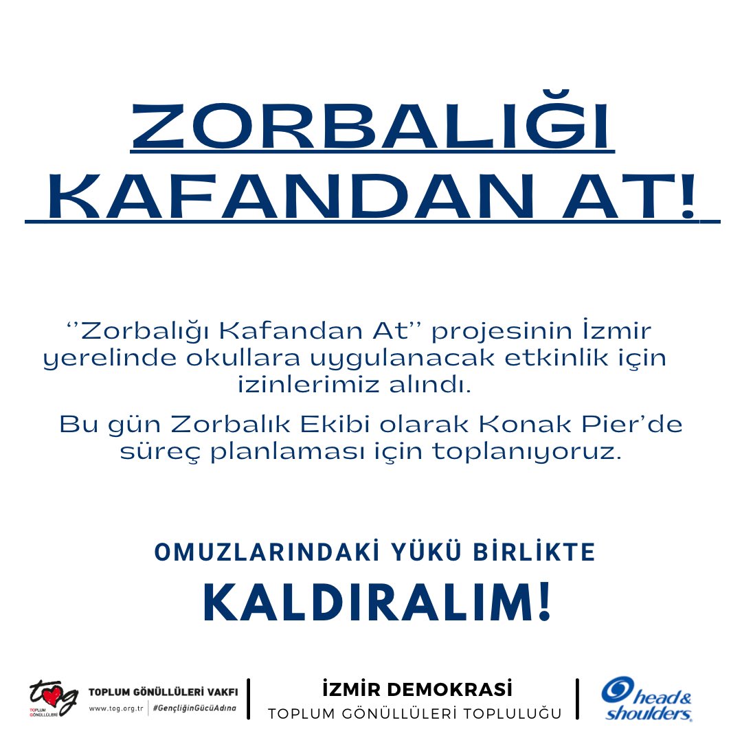 İzmir Demokrasi Toplum Gönüllüleri Topluluğu (@demokrasitog) on Twitter photo Beklenen o an geldi. Bu hafta uygulamaya başlıyoruz. Okullar belli. Ekip heyecanlı 🤩
#ZorbalığıKafandanAt @headandshoulderstr <a href="/togvakfi/">Toplum Gönüllüleri Vakfı</a> @togsaha Beklenen o an geldi. Bu hafta uygulamaya başlıyoruz. Okullar belli. Ekip heyecanlı 🤩
#ZorbalığıKafandanAt @headandshoulderstr <a href="/togvakfi/">Toplum Gönüllüleri Vakfı</a> @togsaha