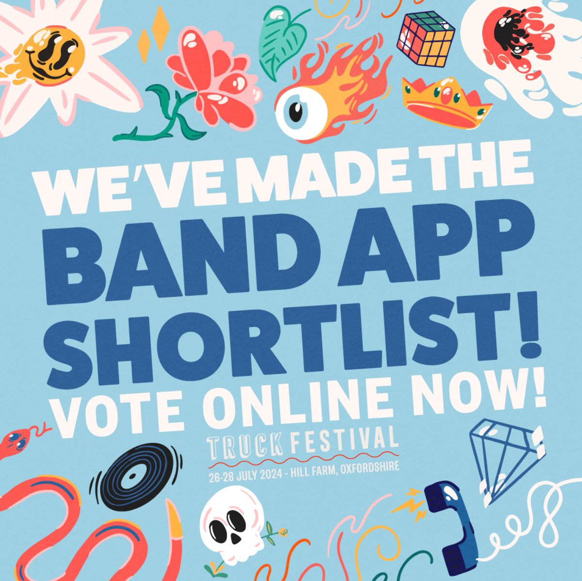 WHOOP WHOOP!!!! We’ve made the Truck Festival 2024 band app shortlist! Help us get a slot at the festival this year and give us your votes you lovely lot. Vote for us here: bit.ly/BandAppShortli…
