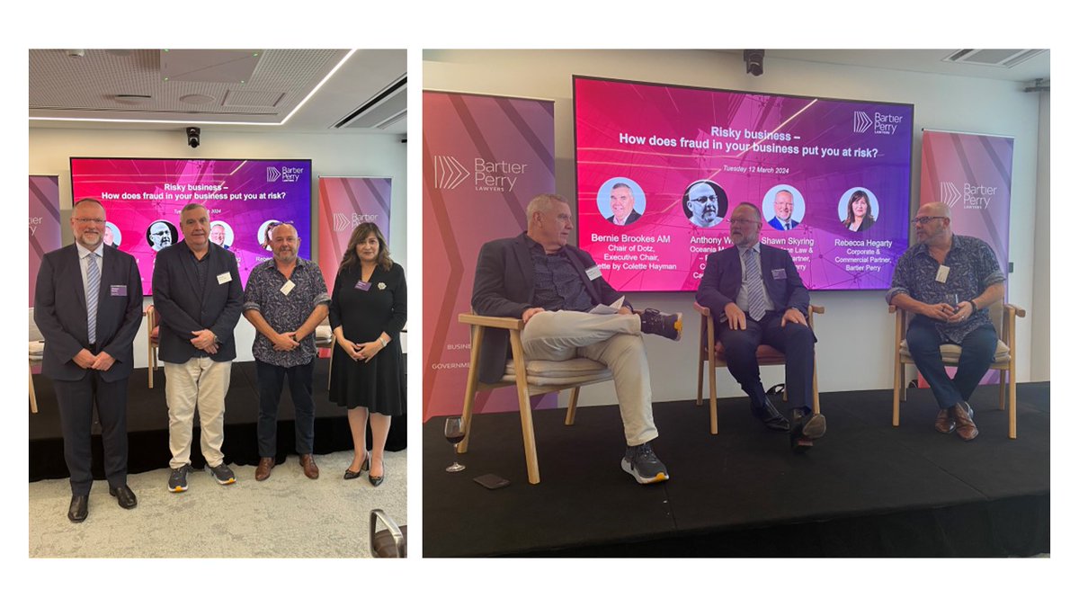 Last night we hosted panel session Risky business – how does fraud in your business put you at risk? featuring Bernie Brookes AM, Anthony White, Shawn Skyring and Rebecca Hegarty. A big thank you to our panellists for sharing their insights and experience. bartier.com.au/what-we-do/org…