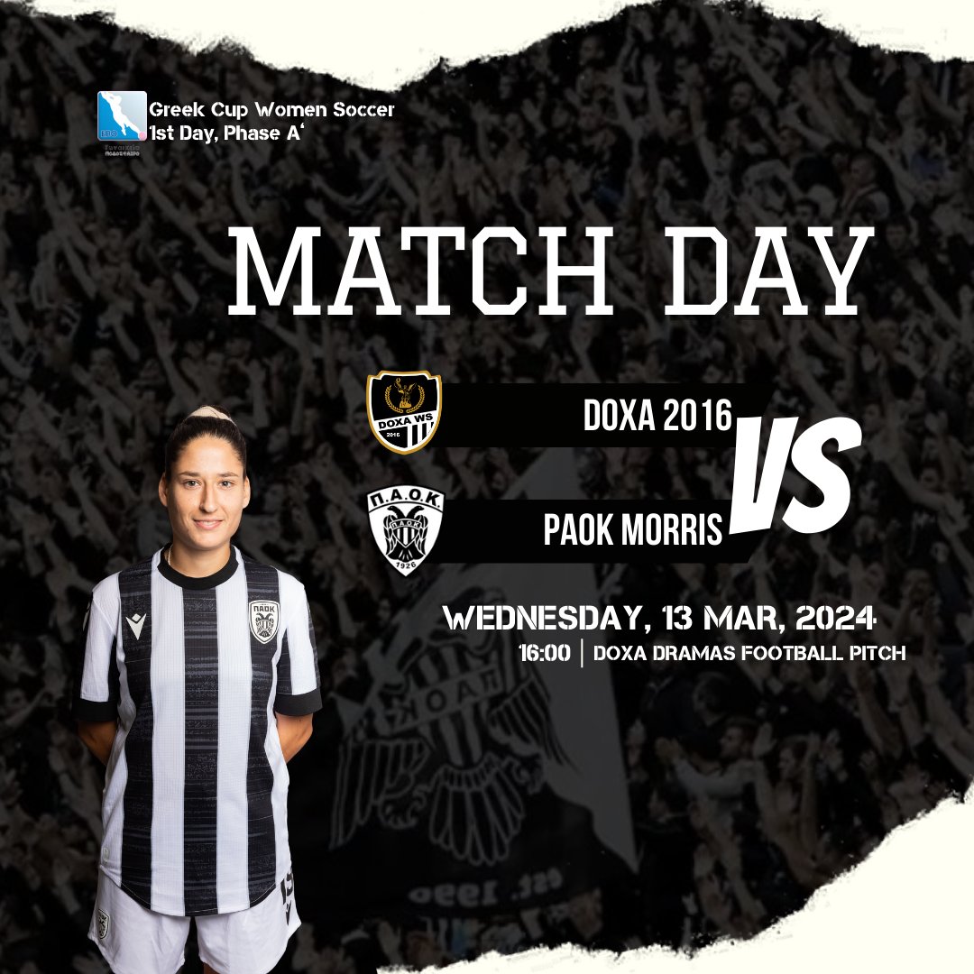 🔥 #MATCHDAY 🔥

#ACPAOK #PAOK #WomenSoccer #WomenFootball #GreekCupWGR #HereIsNorth