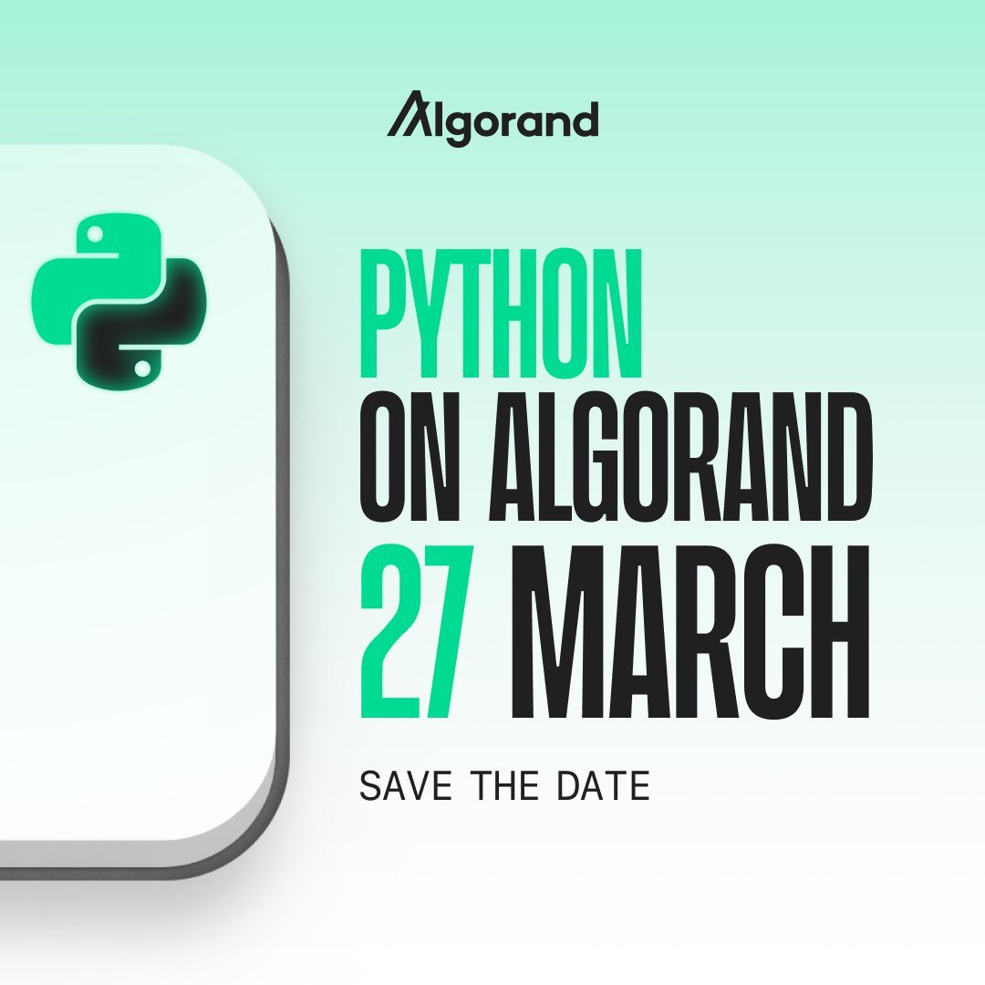 Algorand_IE's tweet image. It is time #algofam, save the date: 27th March! 📢

2024 is the year of developers, developers and more developers, the #Algorand ecosystem will/is booming! 🌟

Two hashtags you gotta keep your eye on: 👇

#PythonOnAlgo &amp;amp; #AlgoCodingChallenge 🐍🐍🐍

wen #Python Coding challenge