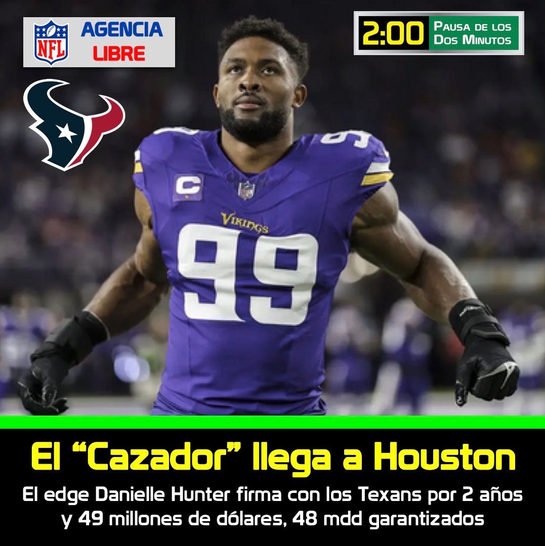 pausa2minutos's tweet photo. π¨AGENCIA LIBRE 2024
Danielle Hunter a #WeAreTexans
#DanielleHunter #FreeAgencyFrenzy #NFL #NFL2024 #NFLMX #NFLTwitter #NFLMexicoFans #TodalaNFLenP2M https://t.co/Qetwfw4xy2