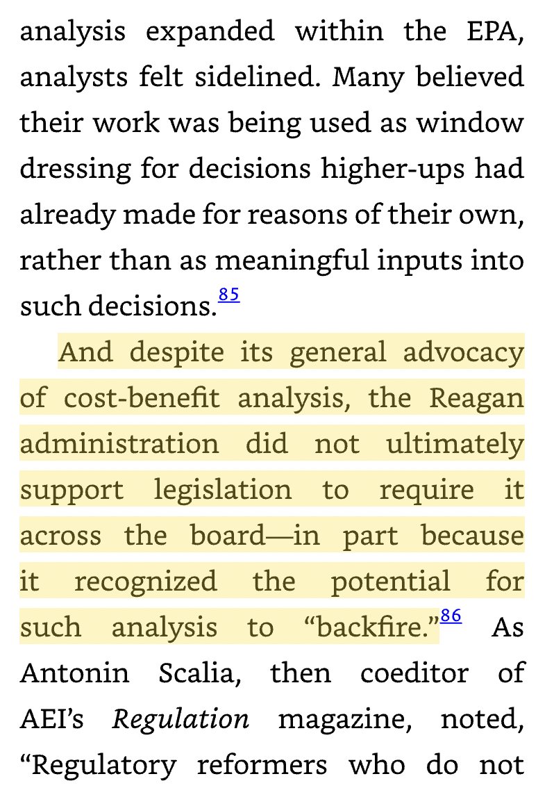 JustinSandefur's tweet photo. How lead exposure almost killed cost-benefit analysis:

Eager to block environmental regulation, the Reagan admin wanted to require CBA of new regulations. But addressing lead exposure ended up looking so cost effective, they abandoned the bill.

from @epopppp: https://t.co/p3cmzLNTTA