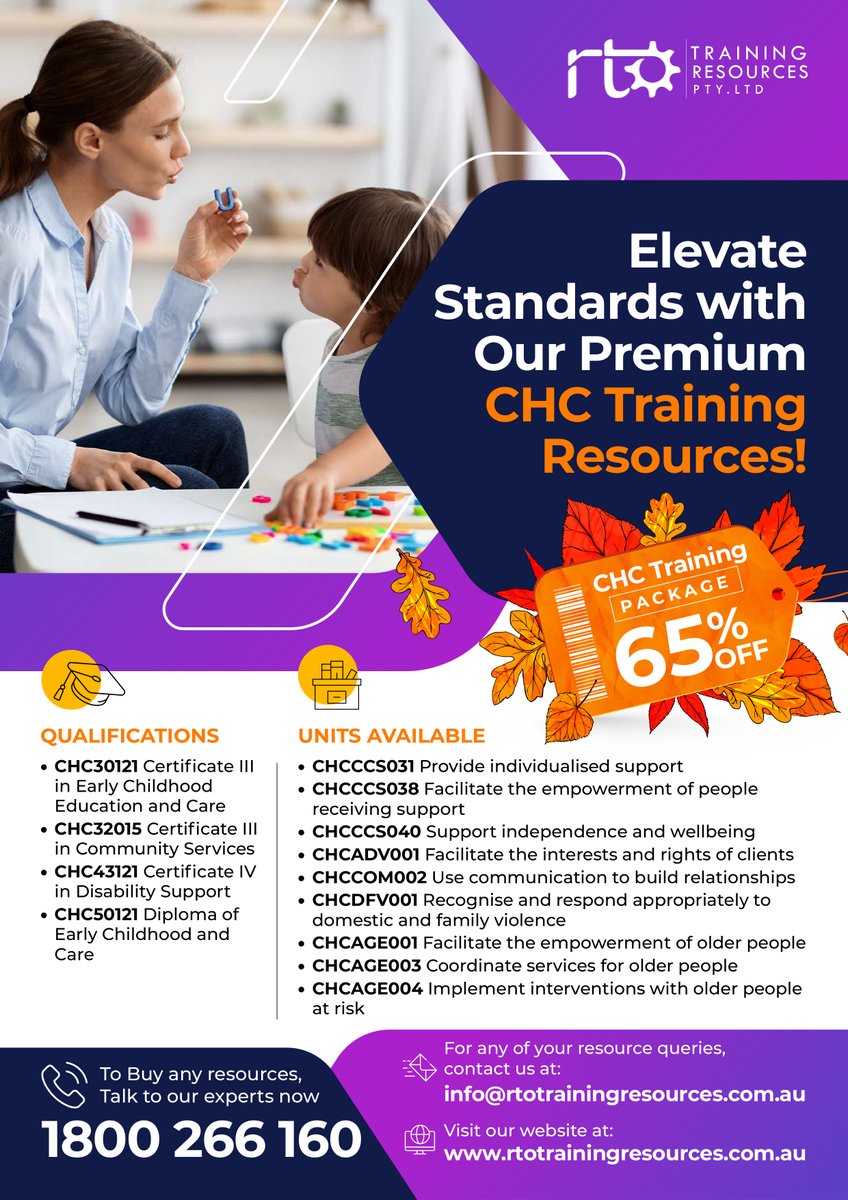 RtoTraining's tweet photo. Hurry, the autumn sale won't last forever! 🍁✨

👉 Explore our diverse range of resources at: 
🌐 https://t.co/XhbFUu9Adj
📞 Questions or ready to make a purchase? Contact us:
📧 Email: info@rtotrainingresources.com.au
📱 Phone: 1800 266 160 https://t.co/emMg8VoqWH