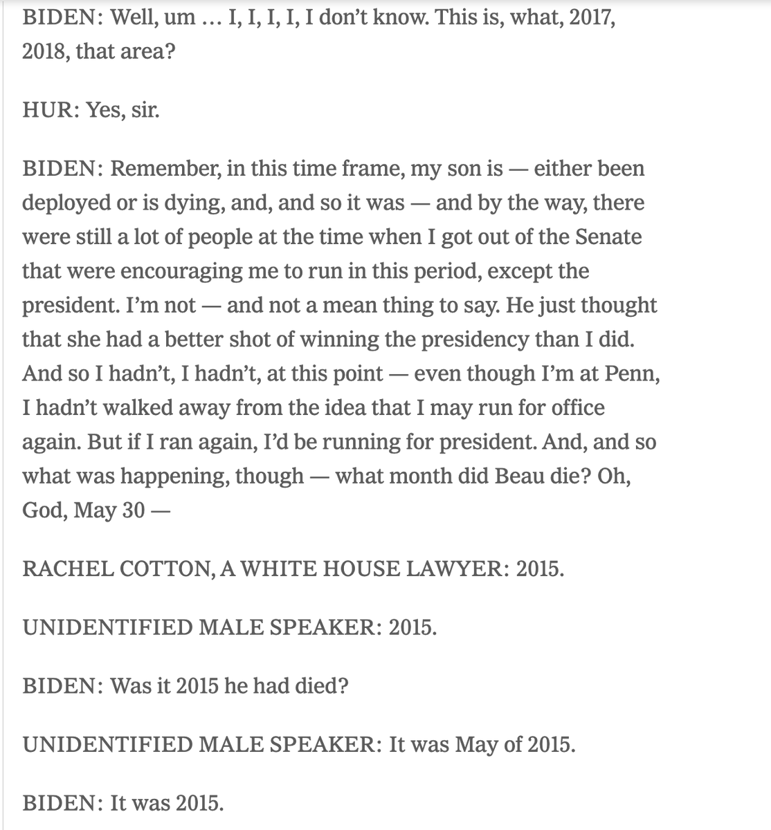 KevinlyFather's tweet image. The #HurReport determined that Joe Biden has a terrible memory even though he remembered the exact day that his son passed away. He then double-checked the year and confirmed it. 

The. Exact. Day! 

Hur says that's a poor memory. 

Beyond parody.