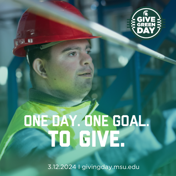 MSUCollegeofEd's tweet photo. We are at 83% of our #GiveGreenDay goal! With just a few hours left, you can make a difference by empowering underserved individuals with disabilities, their families and community providers. 

Give now: https://t.co/ful7HU9Pfh https://t.co/k38nBLWiWN