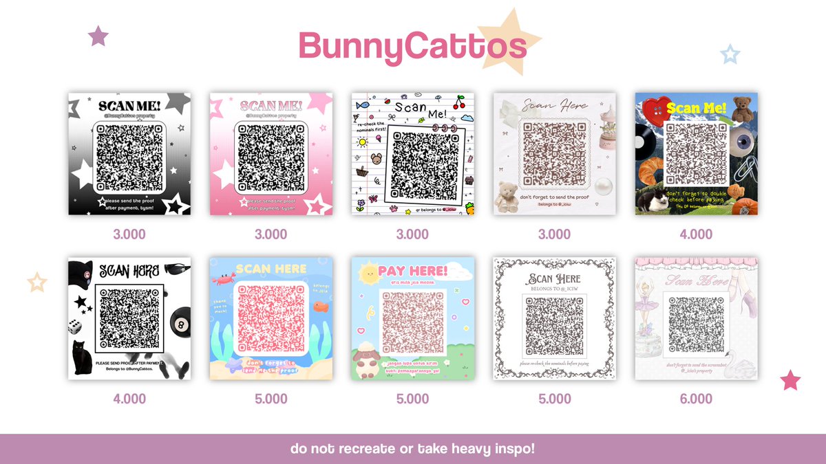 brownskyes's tweet image. Help RT. Thank you!

hlo tman tman! hari ini aku sudah open qr deco🤩 yang maw jajan leh sung dm/wa ya. tapi jangan lupa baca tnc dulu😾👍🏻

psst.. sekarang sudah bisa ubah pattern qr loh🤫 dan itu free! :D mari jajank, xixixi😁💨🩷

t. #zonauang