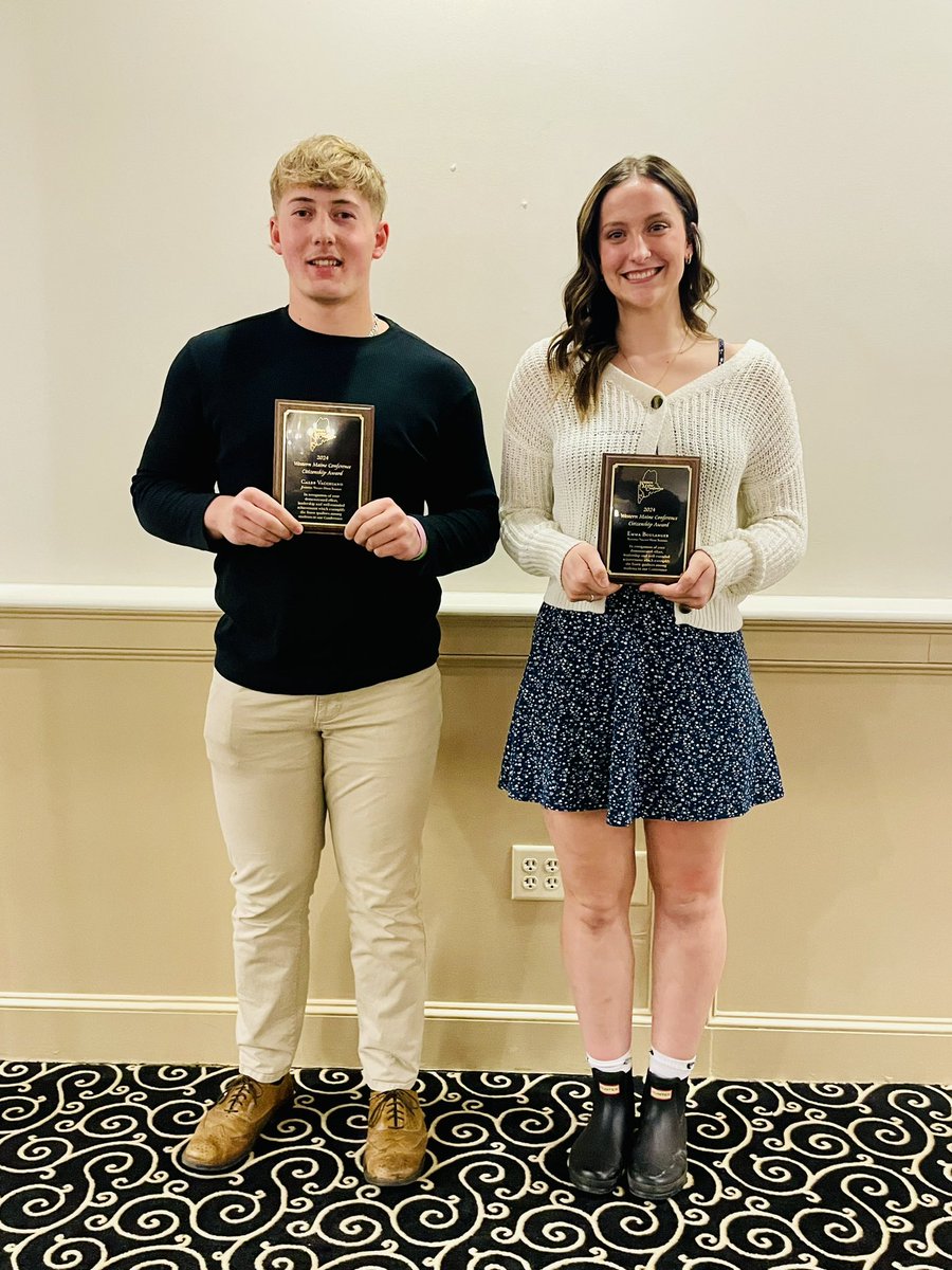 Great banquet tonight for the Western Maine Conference Student Athlete Citizenship Awards! Congratulations Emma Boulanger and Caleb Vacchiano! Two of Sacopee’s best! GO HAWKS!! 💙 @SacopeeProud @SVHSHawks