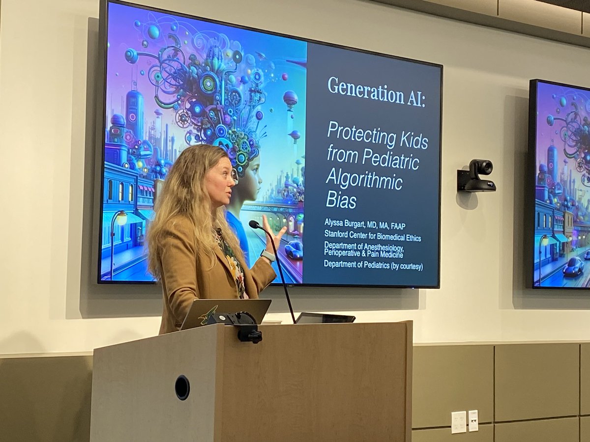 Many thanks to @StanfordPeds & @MB_Leonard for inviting me to discuss Generation AI: Protecting Kids from Pediatric Algorithmic Bias at Grand Rounds. Fabulous questions from the audience afterwards. So much work ahead to catch up & keep ahead of tech dev to keep kids safe!