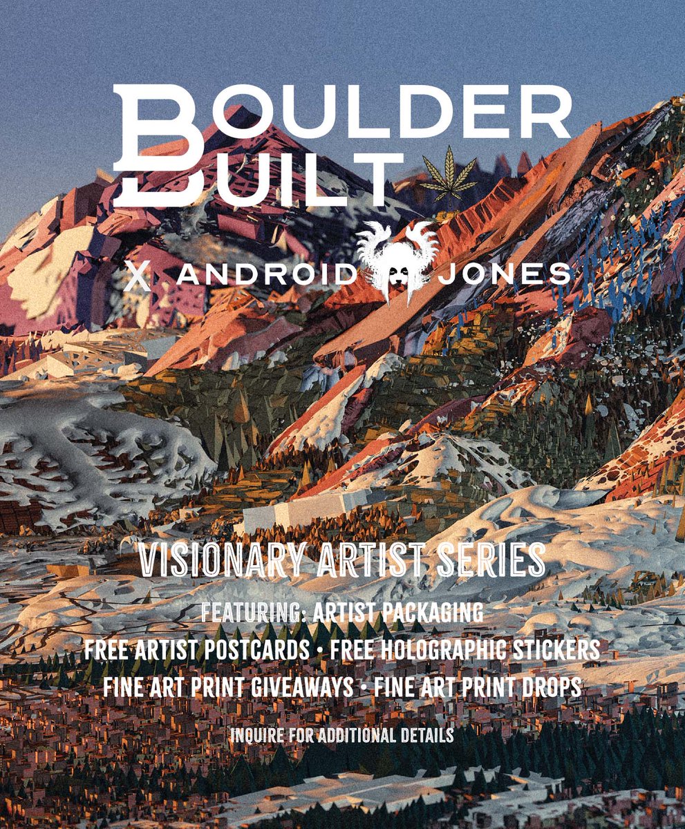 Android_Jones's tweet image. Big things coming to Boulder Built on March 14th! 
Excited to announce a new collaboration and limited edition custom artwork inspired by The Flatirons! 

#boulderbuilt #androidjones #boulder #colorado