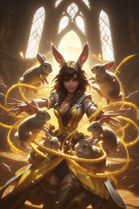 "Shi-Bunny: The Gathering" 🪢🪄🐰🪢  #aiart #gameart #aigirls #magicthegathering #Magic #bunnies #bunny #spellcasting<a href="/tag/aiart"class="tags">#aiart</a><a href="/tag/gameart"class="tags">#gameart</a><a href="/tag/bunny"class="tags"><span>#bunny</span></a><a href="/tag/magicthegathering"class="tags"><span>#magicthegathering</span></a><a href="/tag/magic"class="tags"><span>#magic</span></a><a href="/tag/bunnies"class="tags"><span>#bunnies</span></a><a href="/tag/dnd"class="tags"><span>#dnd</span></a>