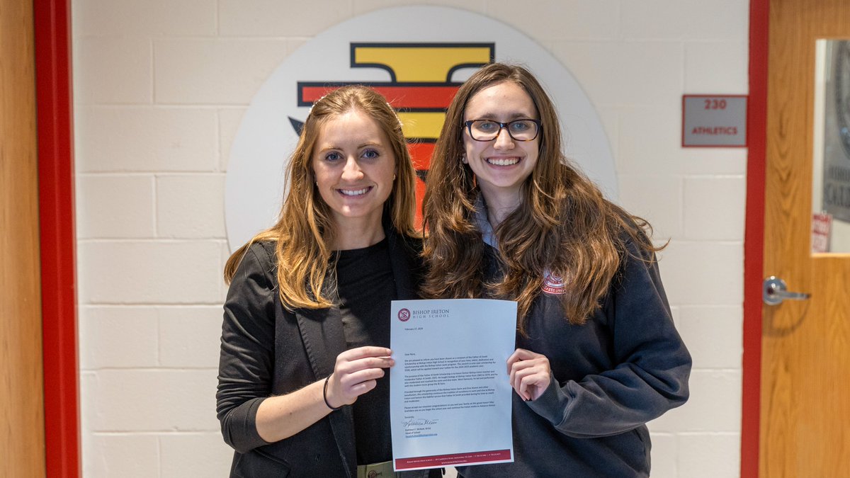 Congratulations to Nora Hixson (BI '25) who was recently awarded the Father Al Smith Scholarship. The scholarship is named in honor of former Bishop Ireton teacher and moderator Father Al Smith, OSFS, and recognizes and encourages participation in the BI Swim and Dive Team.