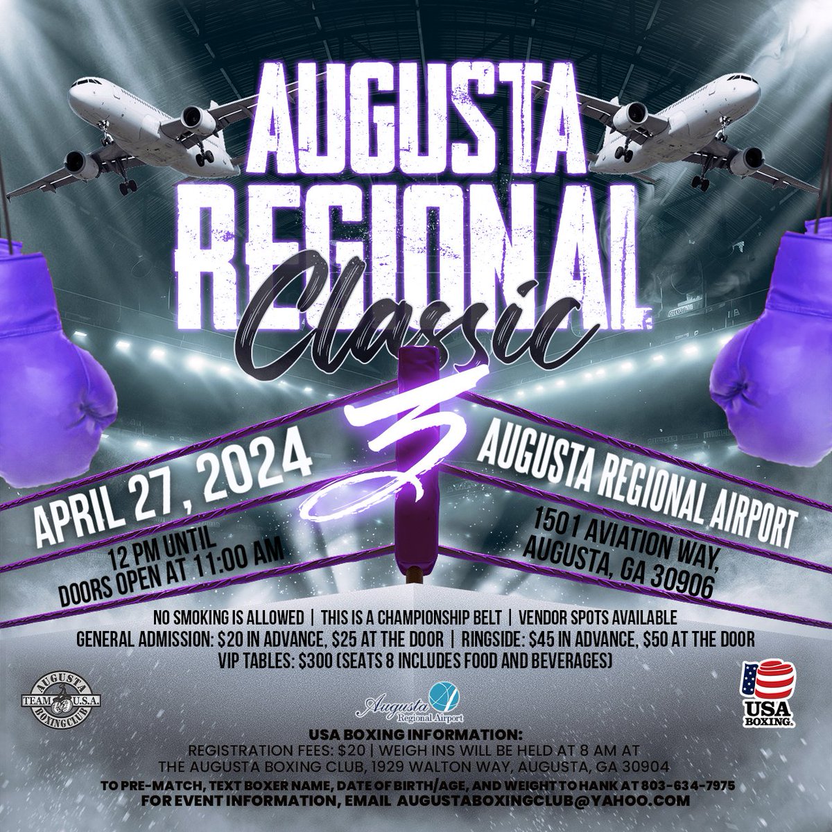 ClubAugusta's tweet photo. We are back!!! Augusta Regional Classic III at the Augusta Regional Airport Hangar 2!!!

Tickets in sale!!

https://t.co/MphXaFQzNR https://t.co/JdVxU4vuY1