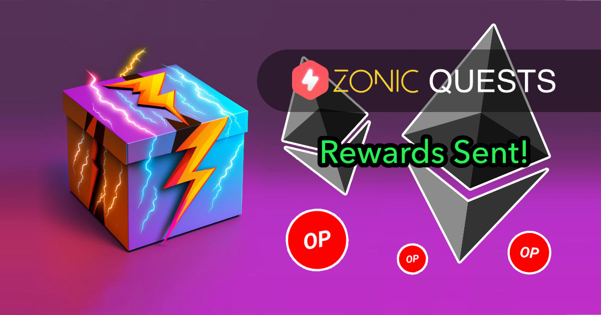 All rewards have been distributed to the winners. Kindly check your wallet for the received ETH/OP tokens. Congratulations once more! ⚡️⚡️⚡️ zonic.app/quests/winners