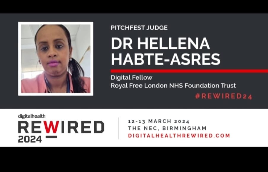 Join #LondonDSDMC member @HellenaHH2020 at d pitchfest stage @DHRewired as one of d judges for a competition offering #digital health start-ups d opportunity to showcase innovative solution to a unique panel of influential NHS leaders & investors Day2 #Rewired24 @NetworkShuri 💙