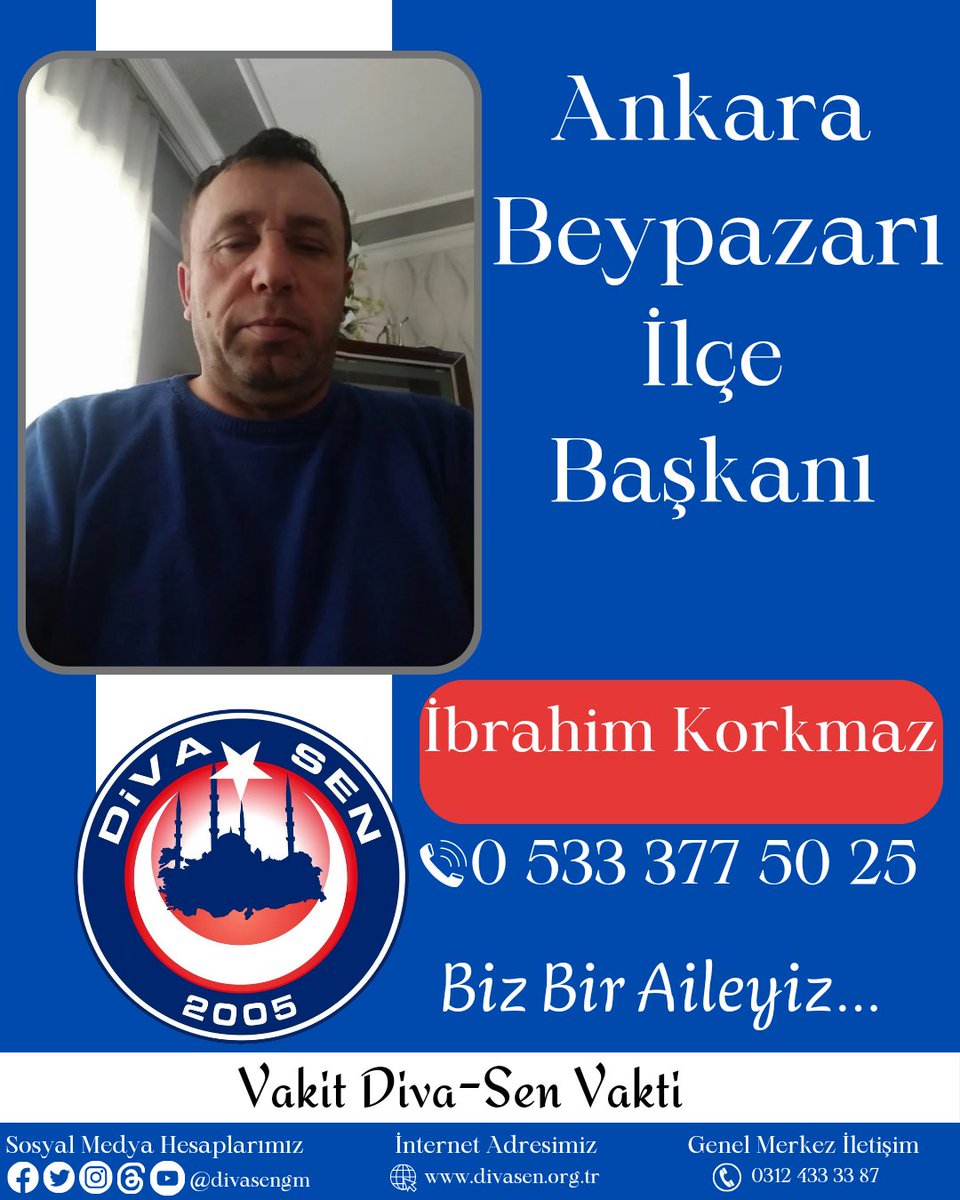 divasengm_'s tweet photo. Ankara Beypazarı İlçe Başkanlığına İbrahim Korkmaz görevlendirilmiştir. İbrahim Korkmaz başkanımıza görevinde başarılar dileriz.
#BizBirAileyiz #MemurSendika #DiyanetSendika #VakitDivasenVakti #DivasenSendika #Divasen #DivasenAnkara #DivasenBeypazarı https://t.co/pV6J4SKmFb