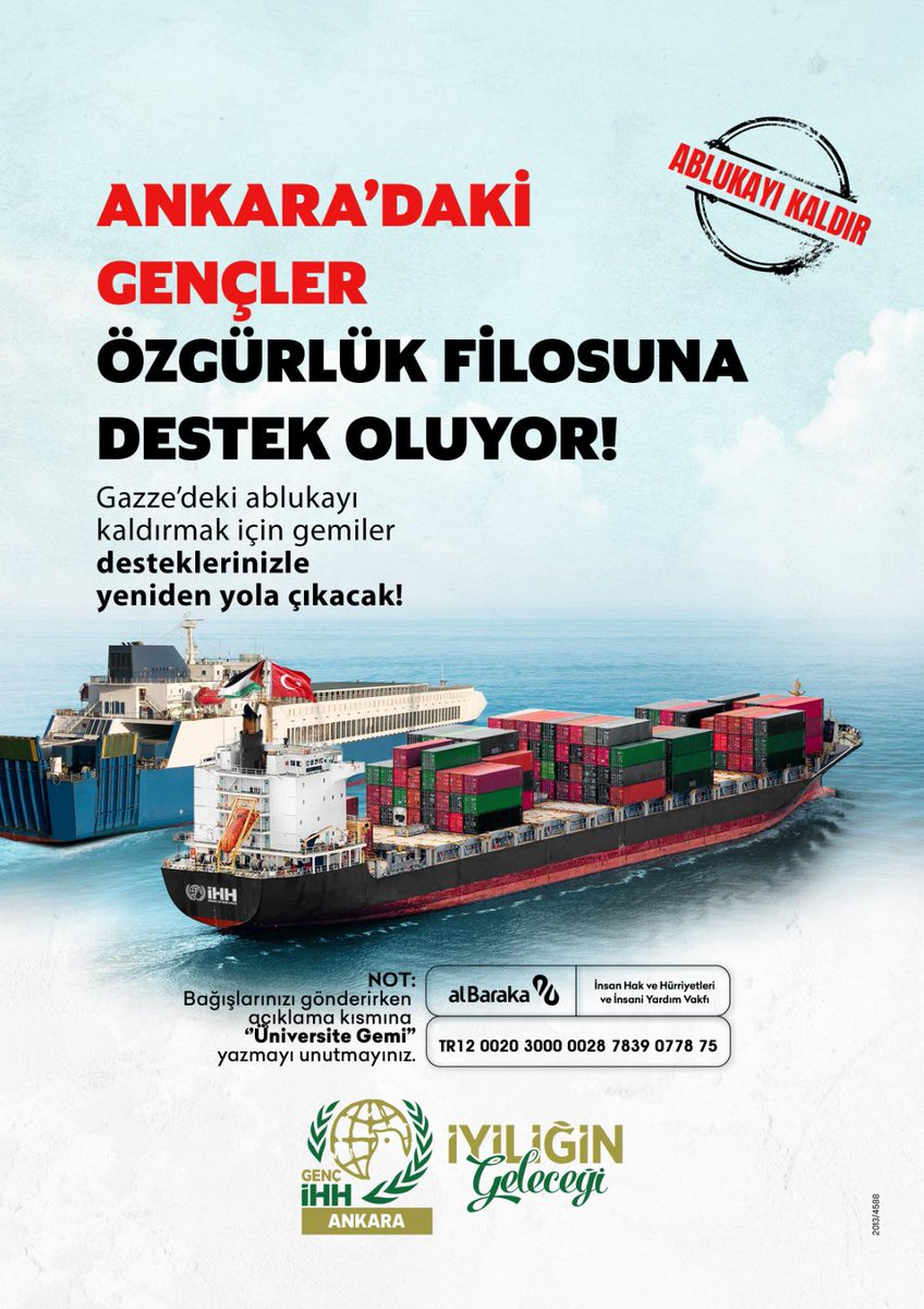 🛳️ Ankara'daki Gençler Özgürlük Filosuna Destek Oluyor!

Bağışlarınız için:
alBaraka
İnsan Hak ve Hürriyetleri ve İnsani Yardım Vakfı
TR12 0020 3000 0028 7839 0778 75
Açıklamaya "Üniversite Gemi" ve "telefon numaranızı" yazmayı unutmayınız.