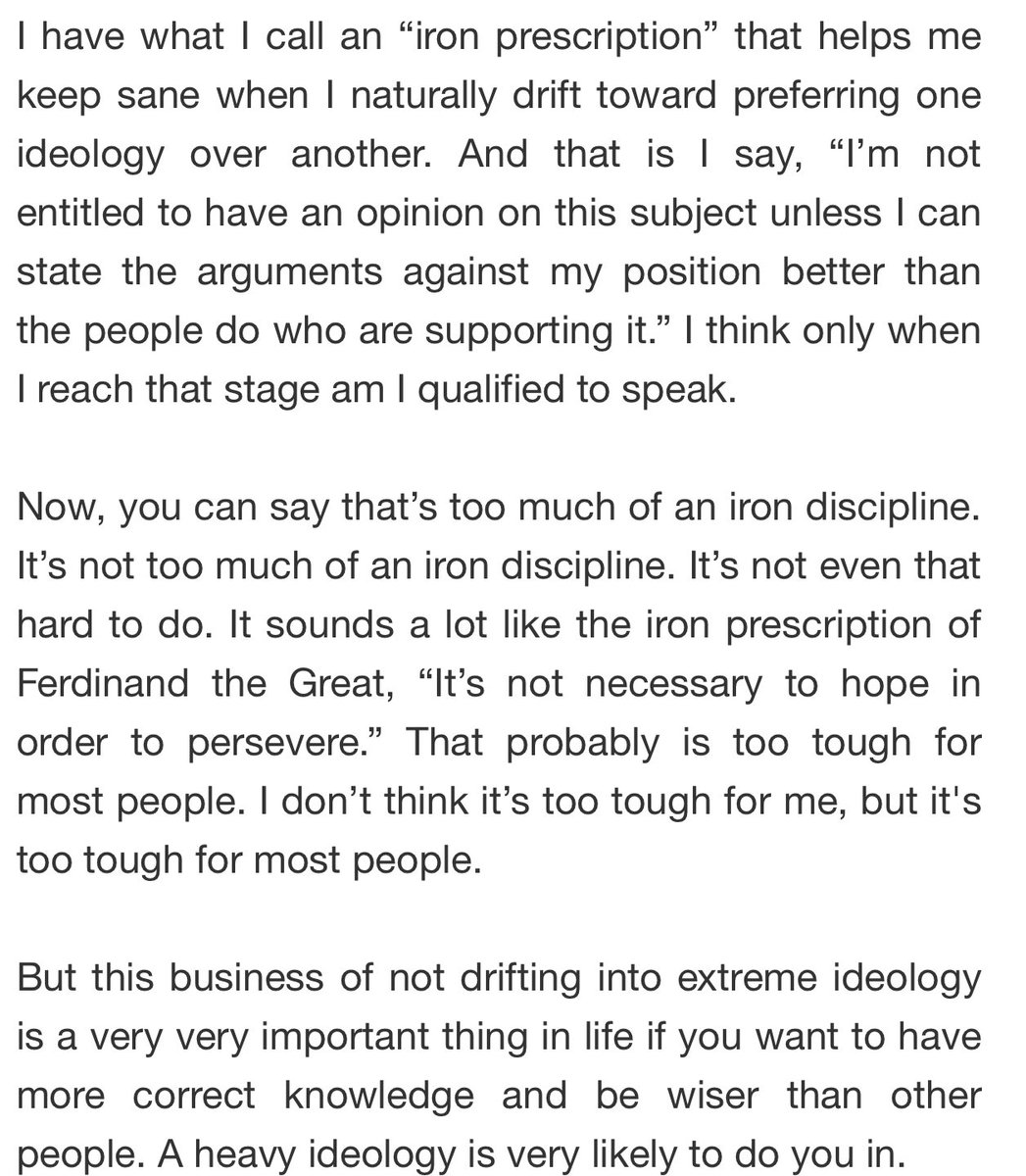 "Another thing I think should be avoided is extremely intense ideology because it cabbages up one's mind. You see it a lot with [the people interviewed in the New Yorker article]  (many have minds made of cabbage)." m.youtube.com/watch?v=jY1eNl…