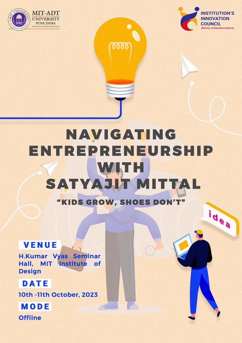 Set sail into the world of entrepreneurship with Satyajit Mittal! 10th-11th October 2023 for an insightful session on Navigation Entrepreneurship. Chart your course to success and unlock the secrets of navigating the business waters! ⛵️ #Entrepreneurship #NavigateToSuccess'