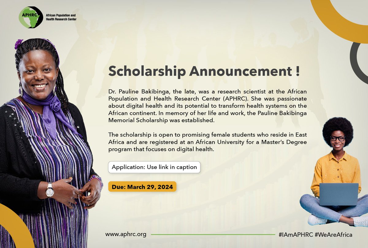 We are pleased to announce the Pauline Bakibinga Memorial Scholarship. To honor her legacy, we invite young women who are passionate about digital health & its potential to transform health systems in Africa to apply for the opportunity here: buff.ly/3wPLa8s. @MbararaUST