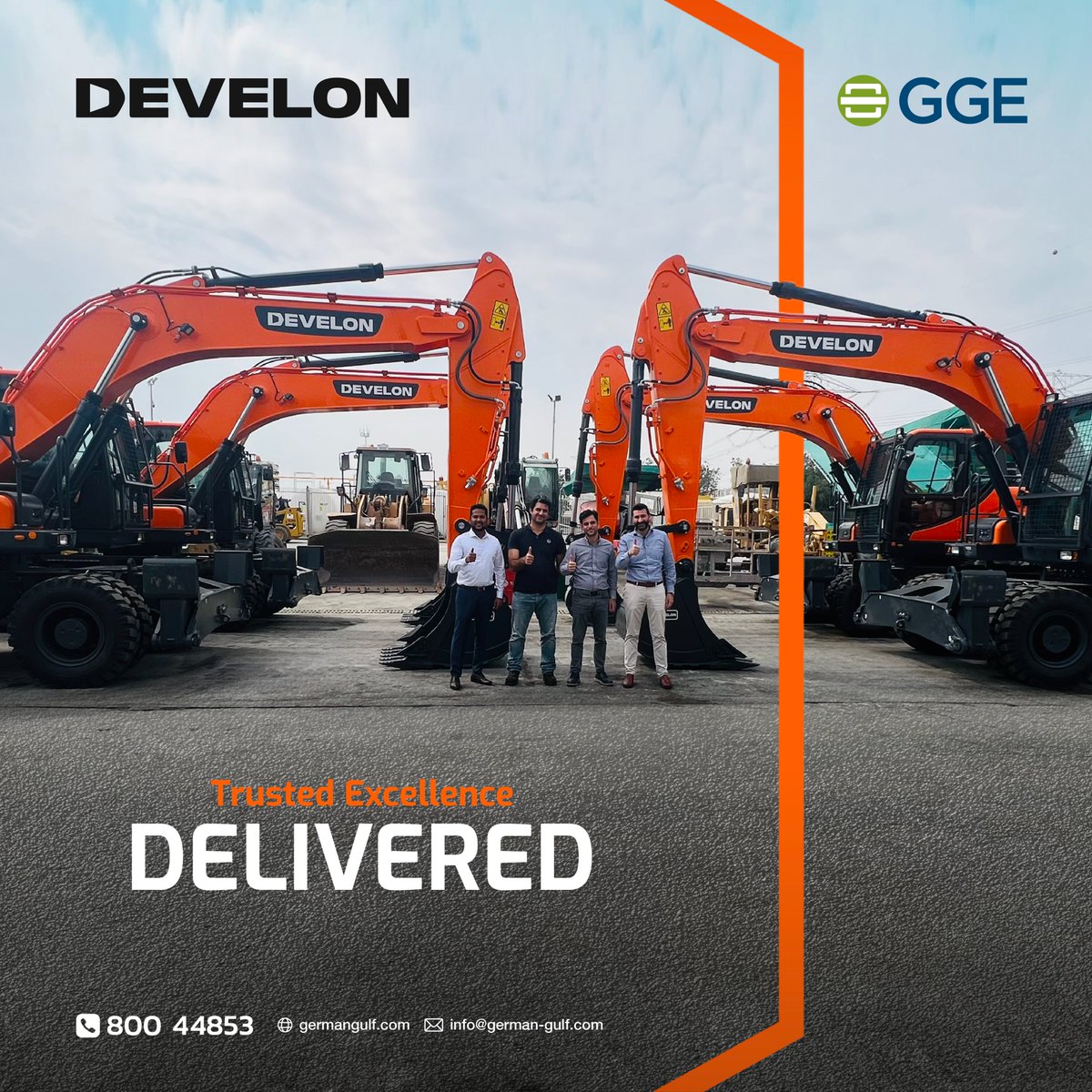MEConstructionN's tweet image. Exciting news! Five DEVELON wheel excavators have been successfully delivered to a main contractor in the UAE. Contact us at info@german-gulf.com or call toll-free at 800-GGULF (44853) for more information.

#Develon #GermanGulfEnterprises #Construction #Excavators